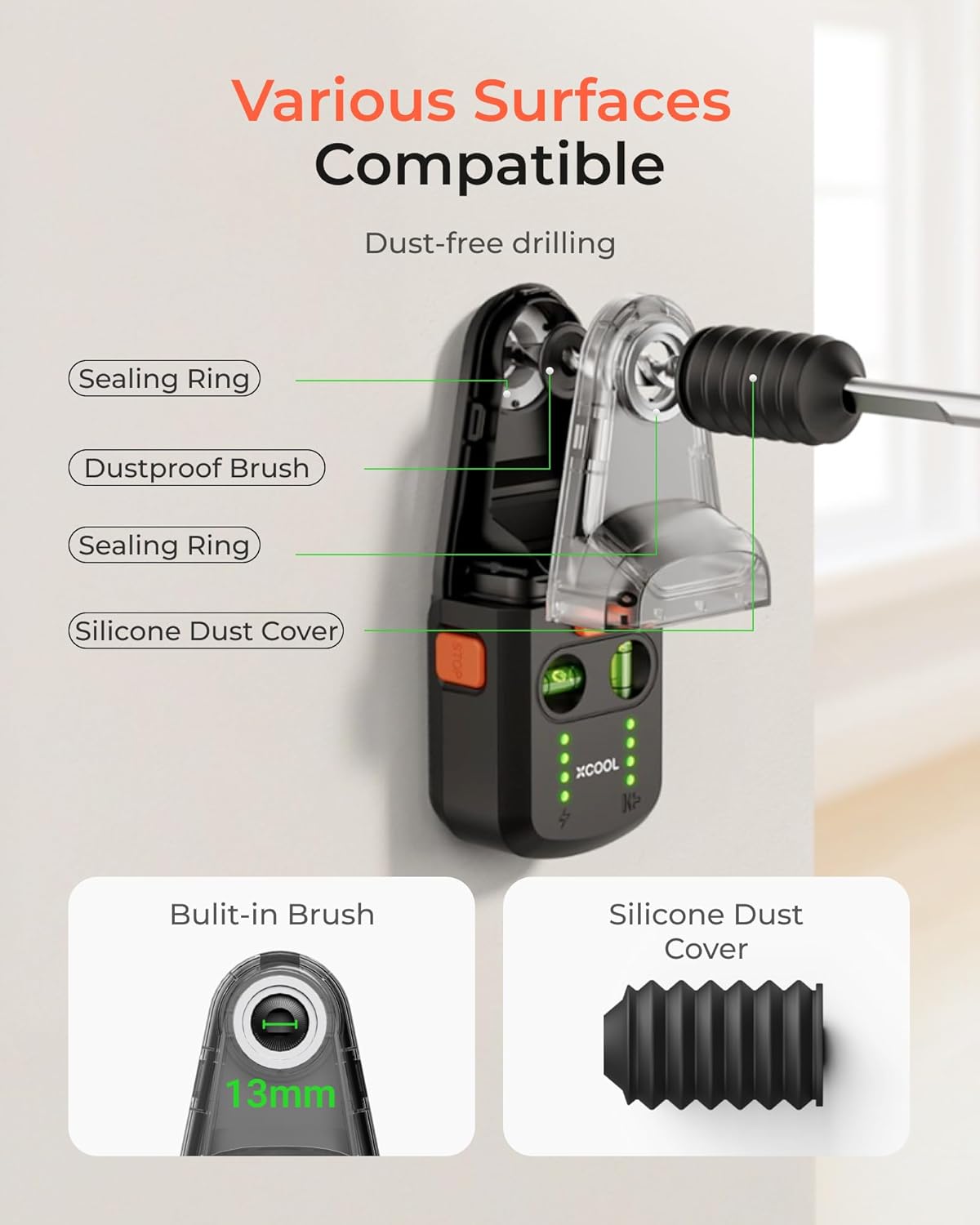 xCool 3-in-1 Laser Level with Line Laser, Drill Dust Collector & Laser Level Stand