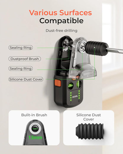 xCool 3-in-1 Laser Level with Line Laser, Drill Dust Collector & Laser Level Stand