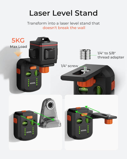 xCool 3-in-1 Laser Level with Line Laser, Drill Dust Collector & Laser Level Stand
