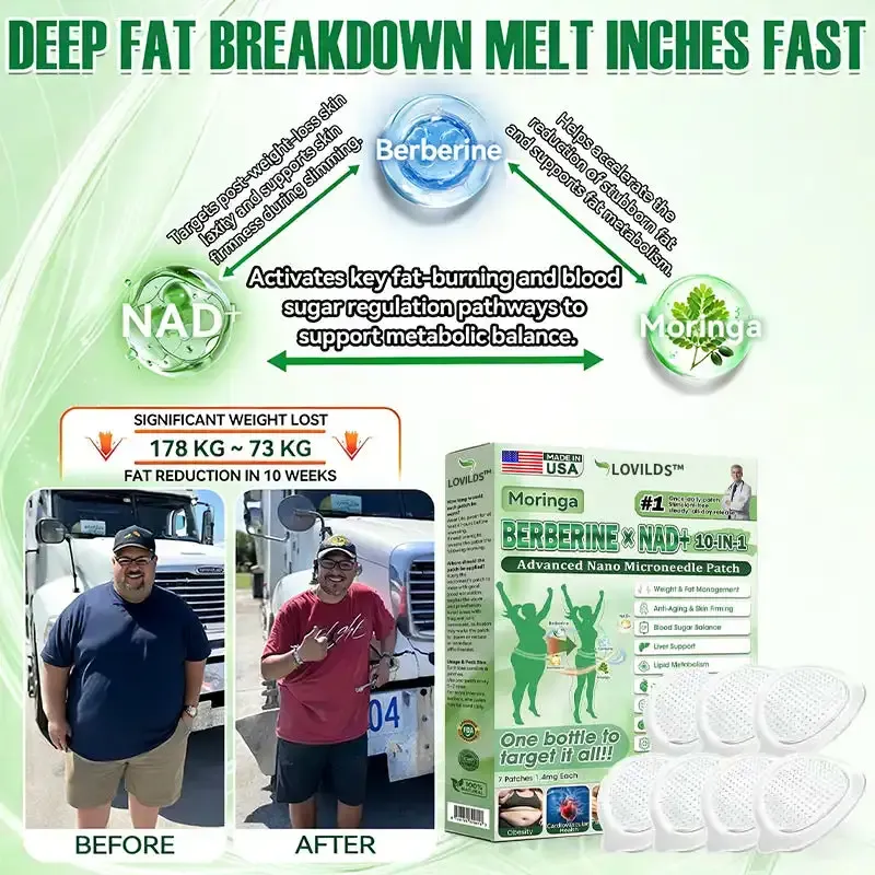 LOVILDS™ Moringa · Berberine × NAD+ 𝟏𝟎-𝐢𝐧-𝟏 𝐀𝐝𝐯𝐚𝐧𝐜𝐞𝐝 𝐍𝐚𝐧𝐨 𝐌𝐢𝐜𝐫𝐨𝐧𝐞𝐞𝐝𝐥𝐞 𝐏𝐚𝐭𝐜𝐡 — 𝐎𝐧𝐜𝐞 𝐃𝐚𝐢𝐥𝐲, 𝐕𝐢𝐬𝐢𝐛𝐥𝐞 𝐑𝐞𝐬𝐮𝐥𝐭𝐬 𝐢𝐧 𝟕 𝐃𝐚𝐲𝐬