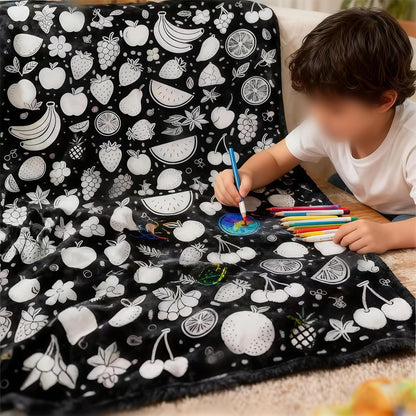 🎁Limited Drop 50% Off Now - DIY Adult Coloring Blanket with 12 Markers