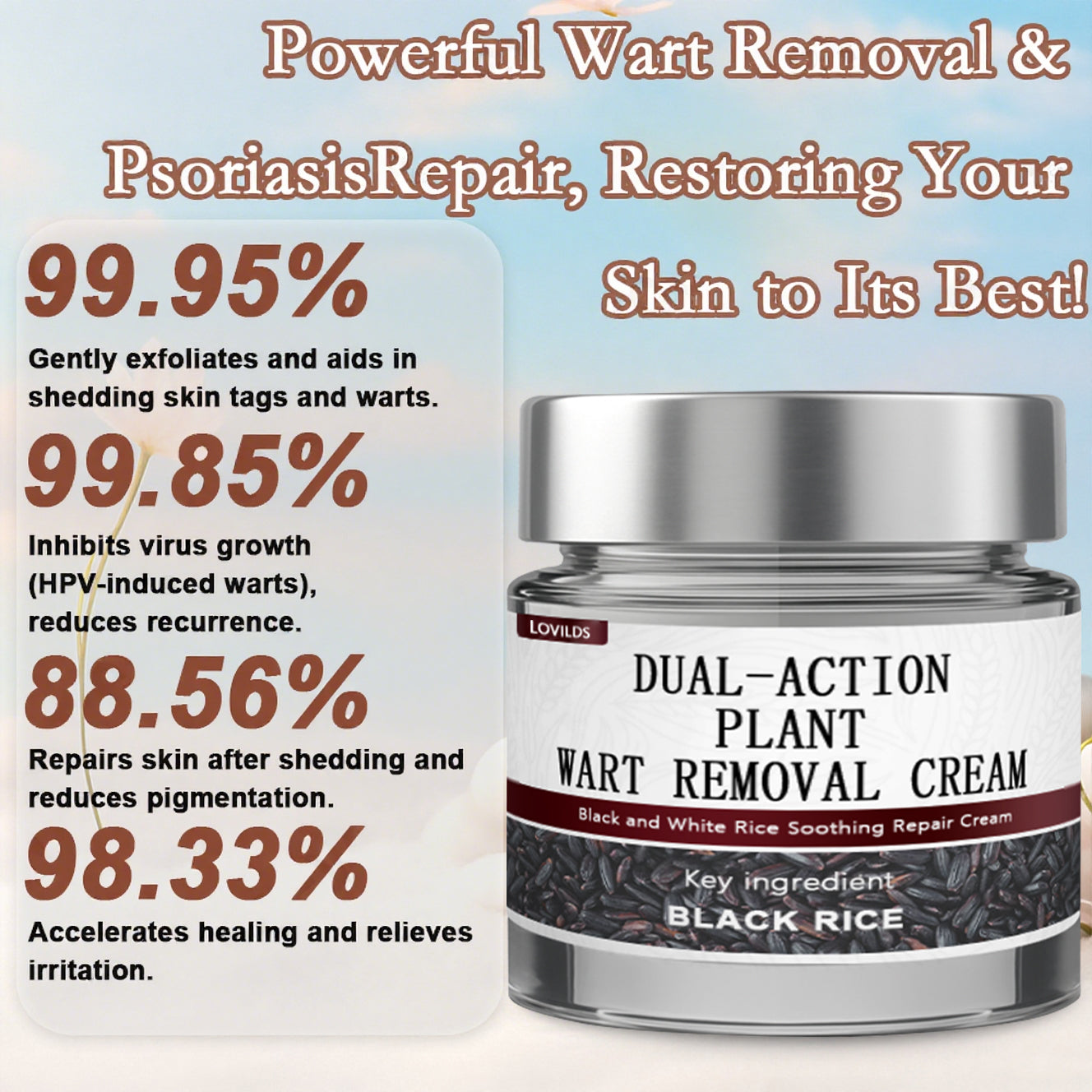 🔥First 100 :2nd ltem 60% Off🔥LOVILDS™ Black Rice Skin Repair Cream – Clinically Tested Wart & Skin Tag Remover