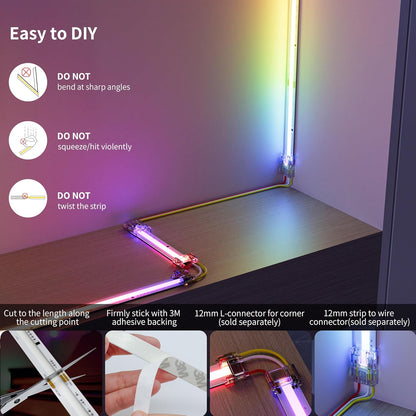 RGB Smart IC COB LED Strip Light – 20ft Addressable Color-Chasing Kit