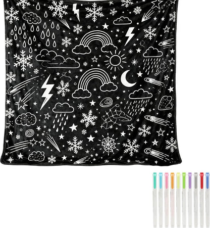 🎁Limited Drop 50% Off Now - DIY Adult Coloring Blanket with 12 Markers