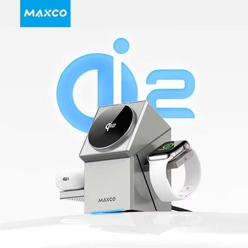Qi2 3-in-1 Auto-Rotating Wireless Charger for iPhone, AirPods & iWatch Fast Char