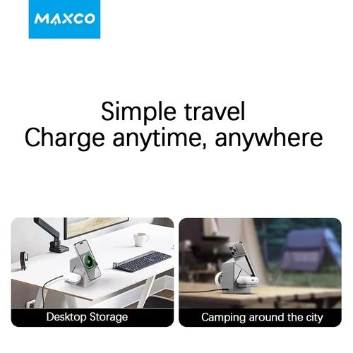 Qi2 3-in-1 Auto-Rotating Wireless Charger for iPhone, AirPods & iWatch Fast Char